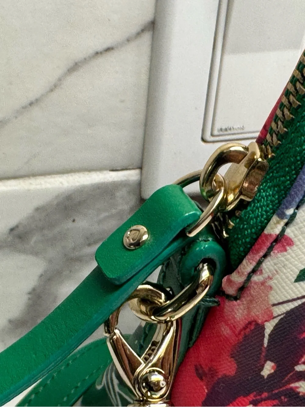 Kate Spade Brightwater Drive Small Rachelle Satchel Green Floral Crossbody Bag